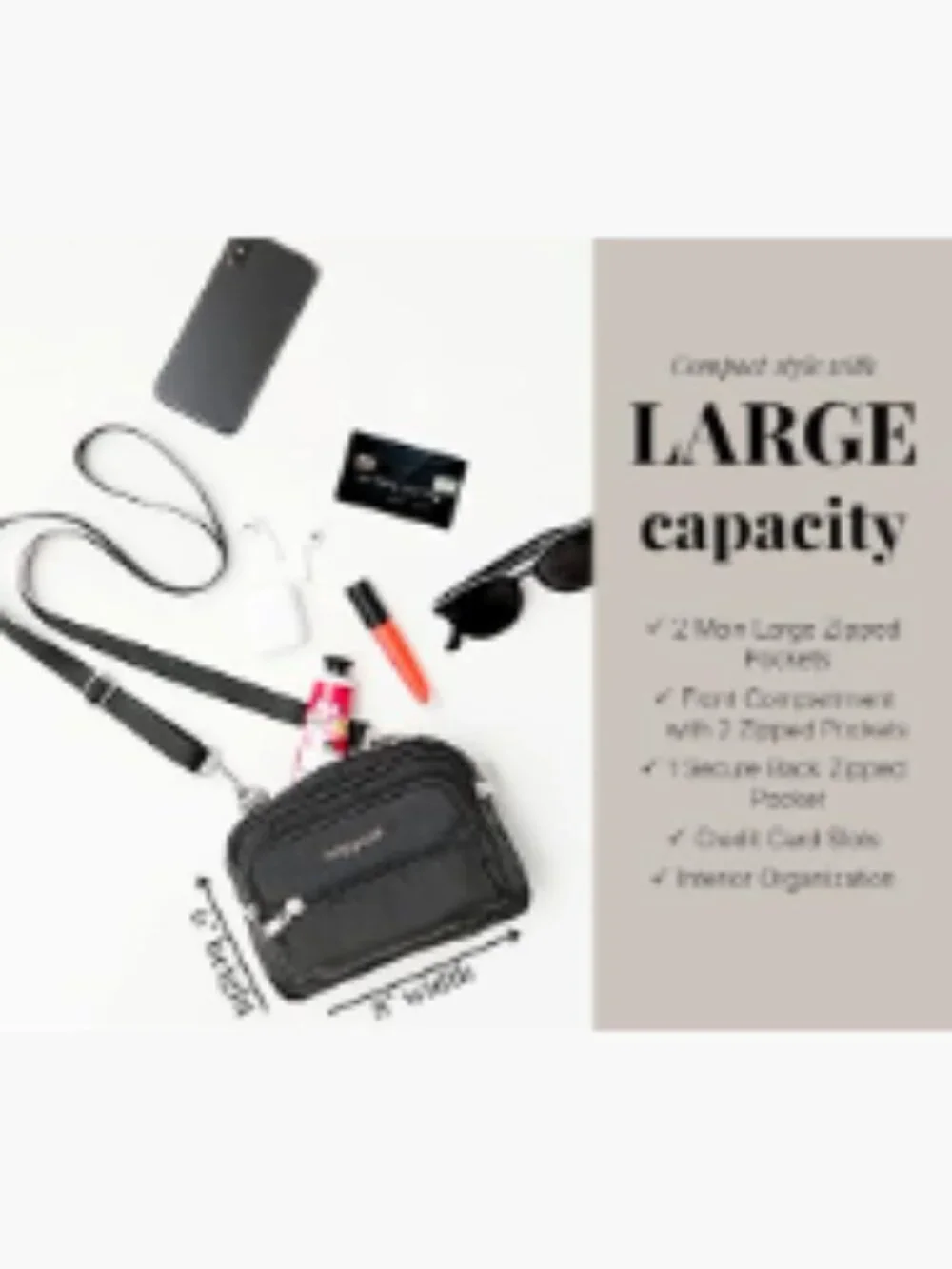Baggallini Triple Zip Small Crossbody Bag - Convertible Fanny Pack Belt Bag -